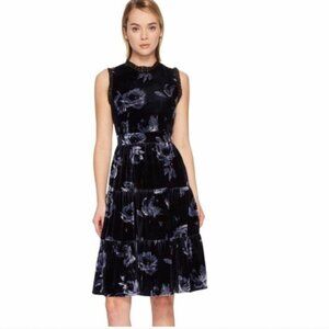 Kate Spade New York Night Rose Navy Velvet Midi dress